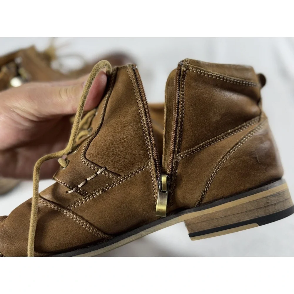 Steve Madden Boots Mens Size 9.5 Leather Jabbar Lace Up Zipper Casual‎ Shoes